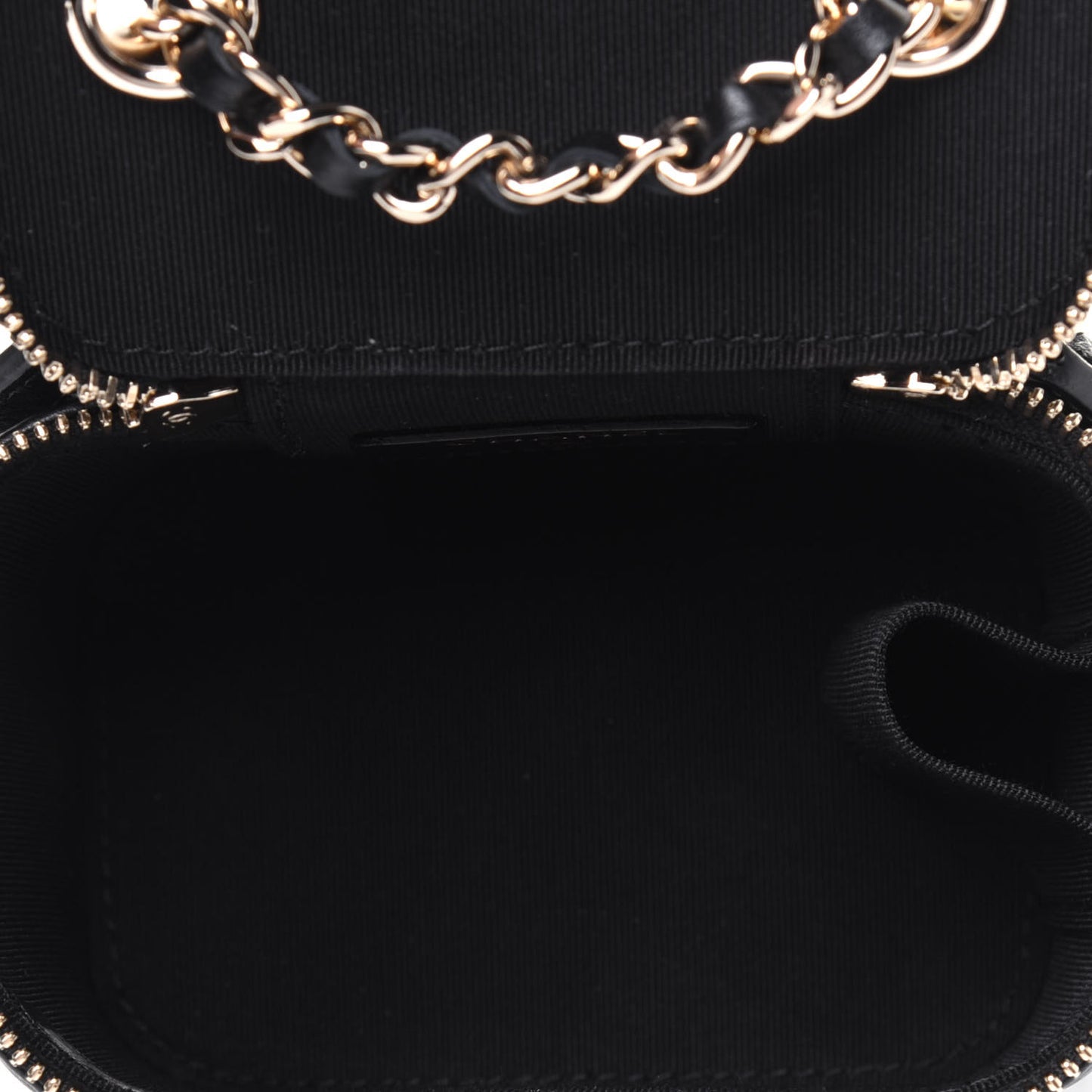 Lambskin Camellia Embossed Mini Vanity Case With Chain Black