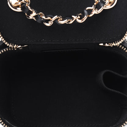 Chanel Lambskin Camellia Embossed Mini Vanity Case With Chain Black 5 of 10