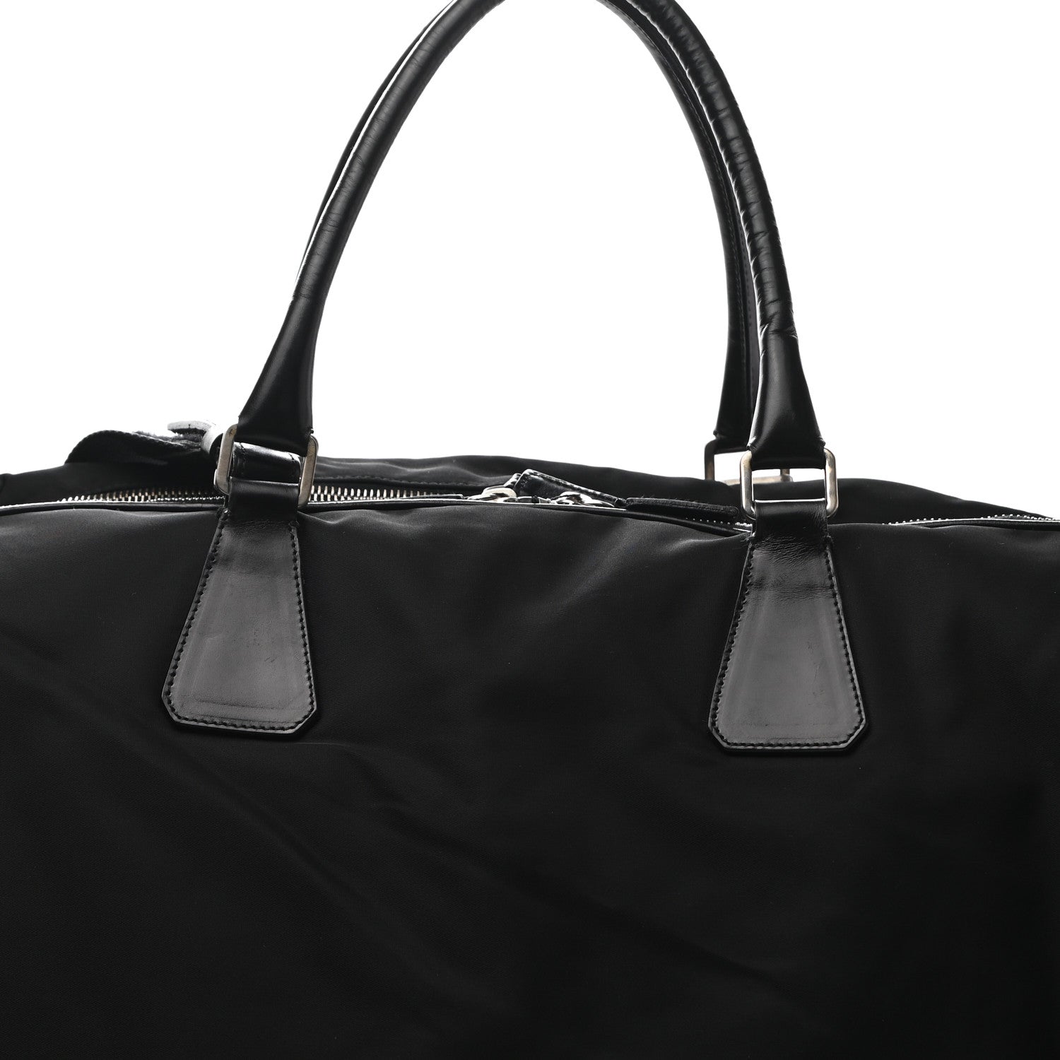 Prada Tessuto Nylon Calfskin Duffle Black 10 of 20