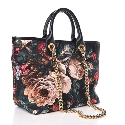 Dolce & Gabbana Jacquard Floral Stampa Iguana Amore Tote Black Multicolor 4 of 9
