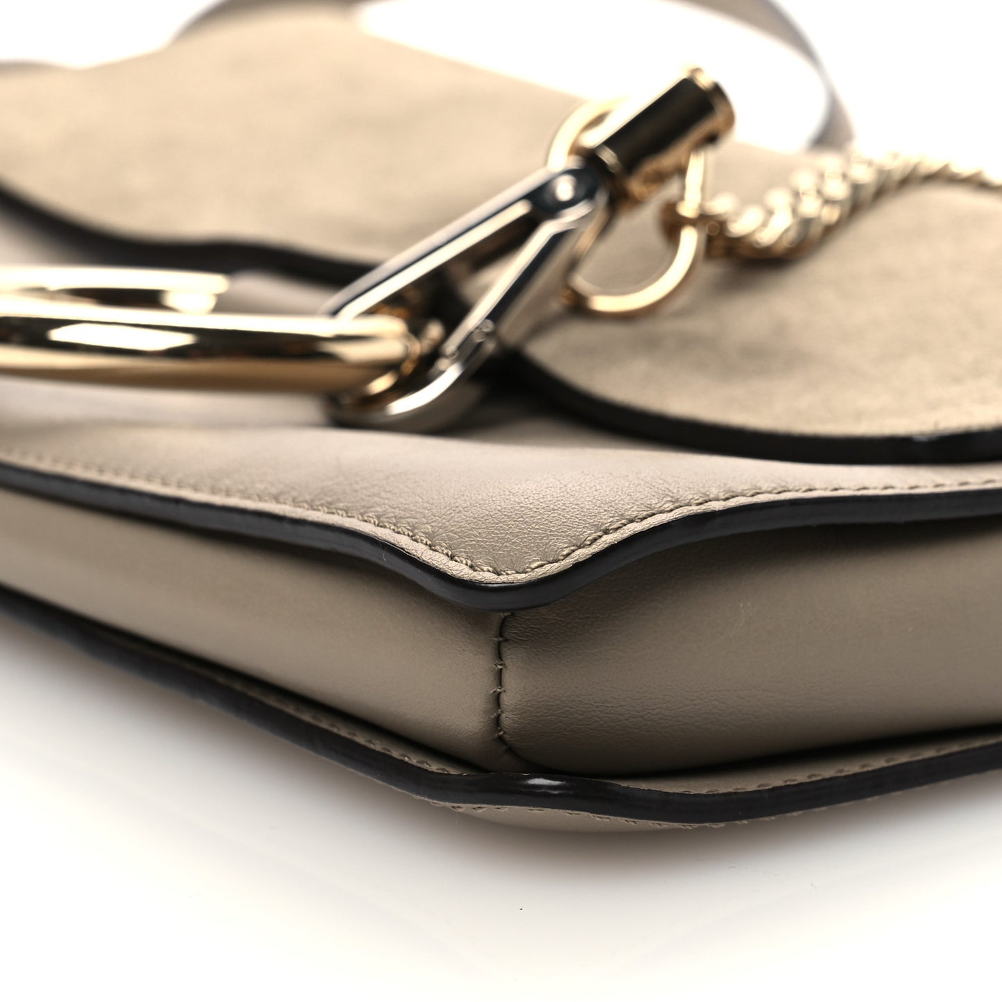 Suede Calfskin Small Faye Shoulder Bag Motty Grey