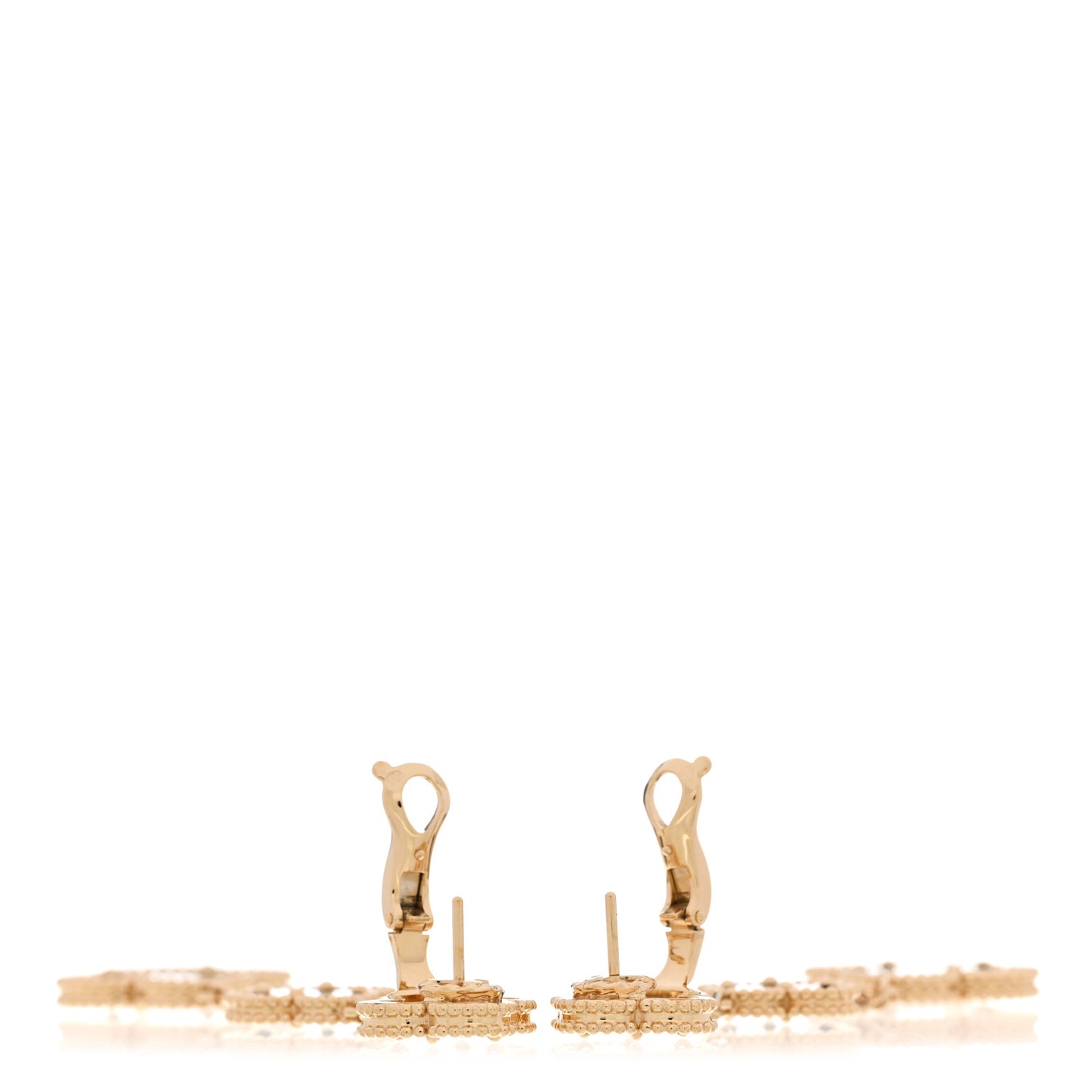 18K Yellow Gold Mother of Pearl Black Onyx 3 Motifs Magic Alhambra Earrings