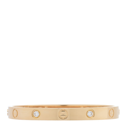 Cartier 18K Yellow Gold 4 Diamond LOVE Bracelet 15 2 of 8