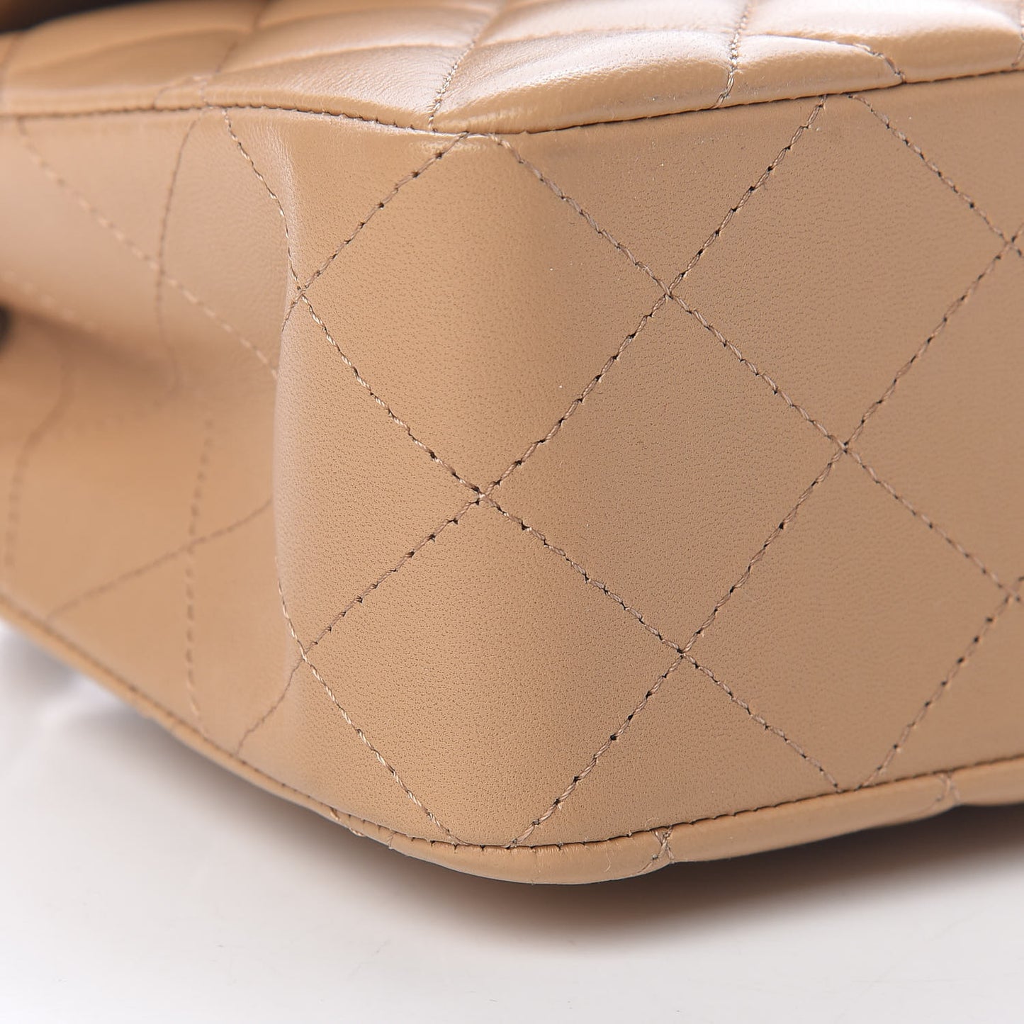 Lambskin Quilted Small Double Flap Beige