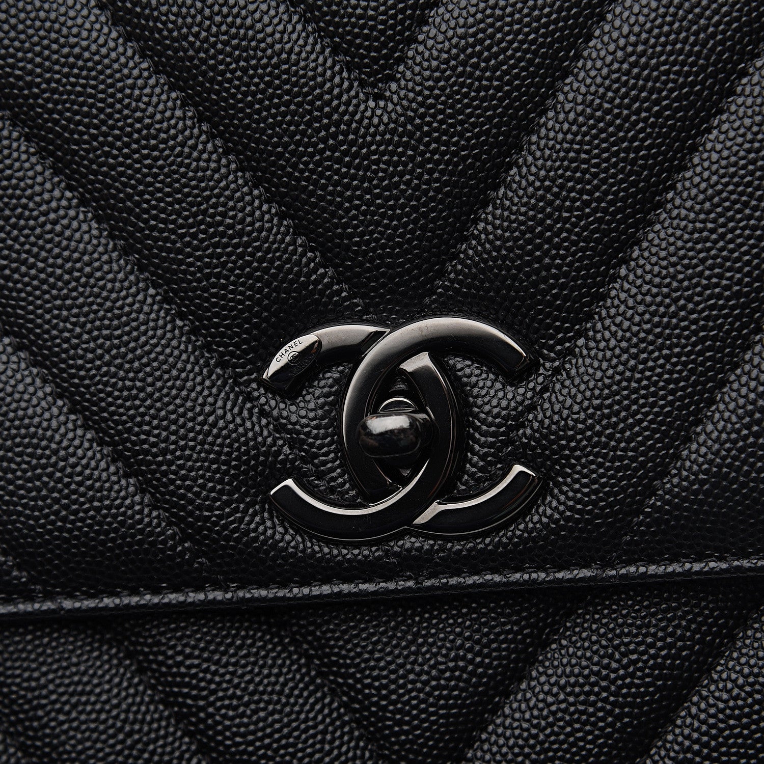 Chanel Caviar Chevron Quilted Small Coco Handle Flap So Black 9 of 10