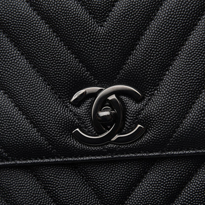 Chanel Caviar Chevron Quilted Small Coco Handle Flap So Black 9 of 10