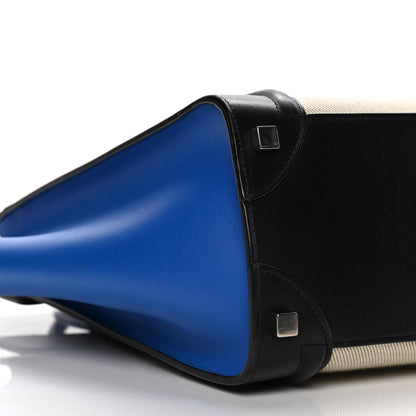 Celine Canvas Smooth Calfskin Nano Tri-Color Luggage Natural Blue 8 of 19