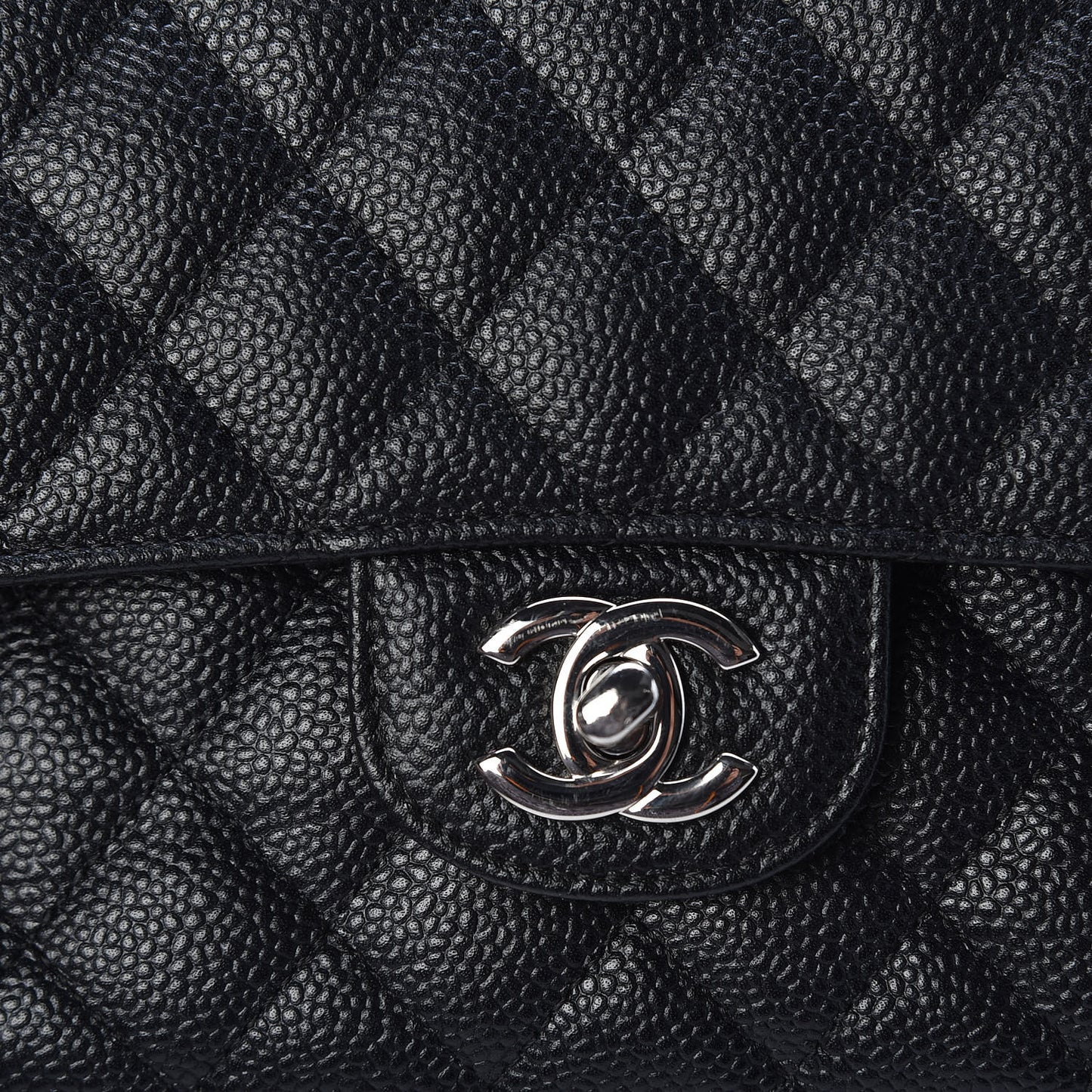 Caviar Quilted Medium Double Flap Black