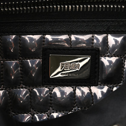 Fendi Vitello Dolce Marmol Patent Crocodile Trapuntata Large Peekaboo Iconic Satchel Black Fumo 6 of 13