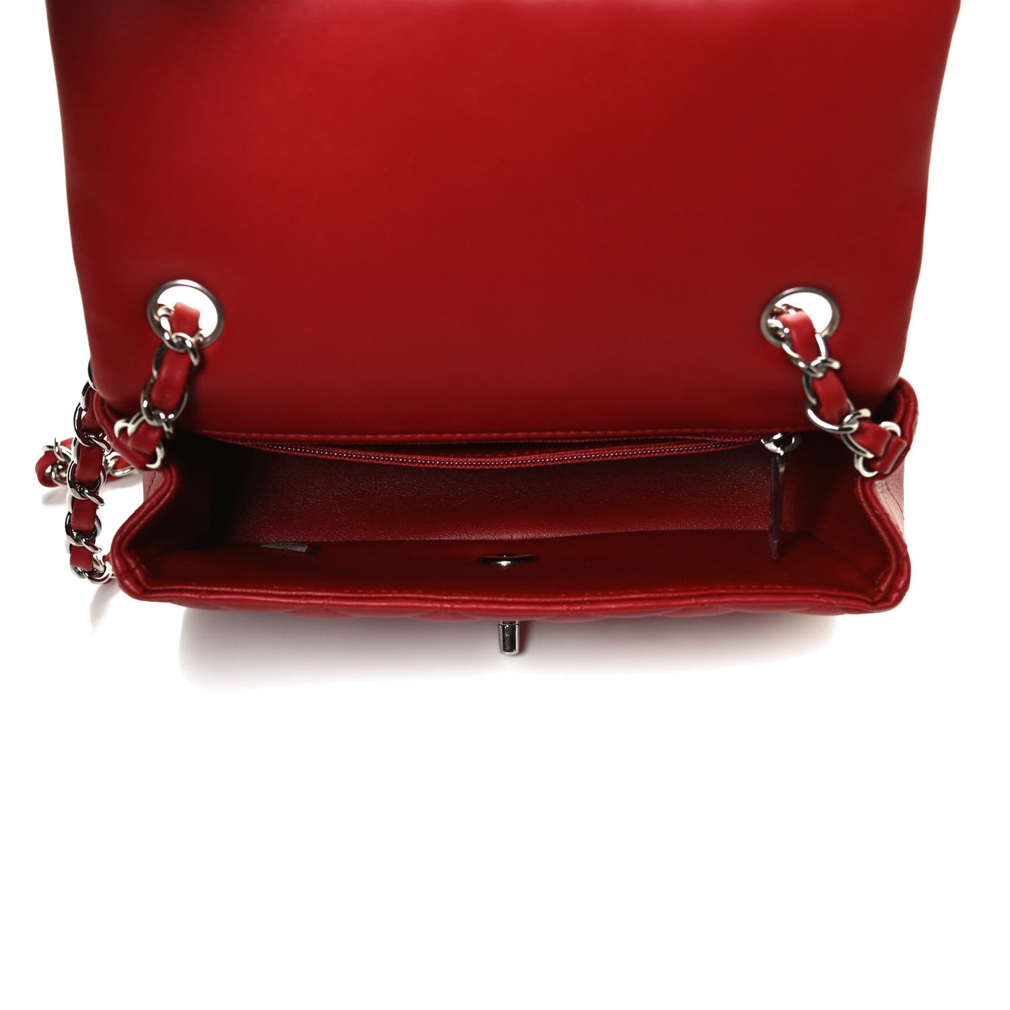 Lambskin Quilted Mini Rectangular Flap Red