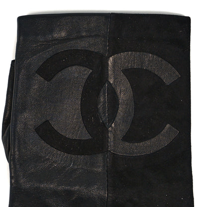 Chanel Suede Lambskin Fingerless CC Gloves 7 Black 3 of 4