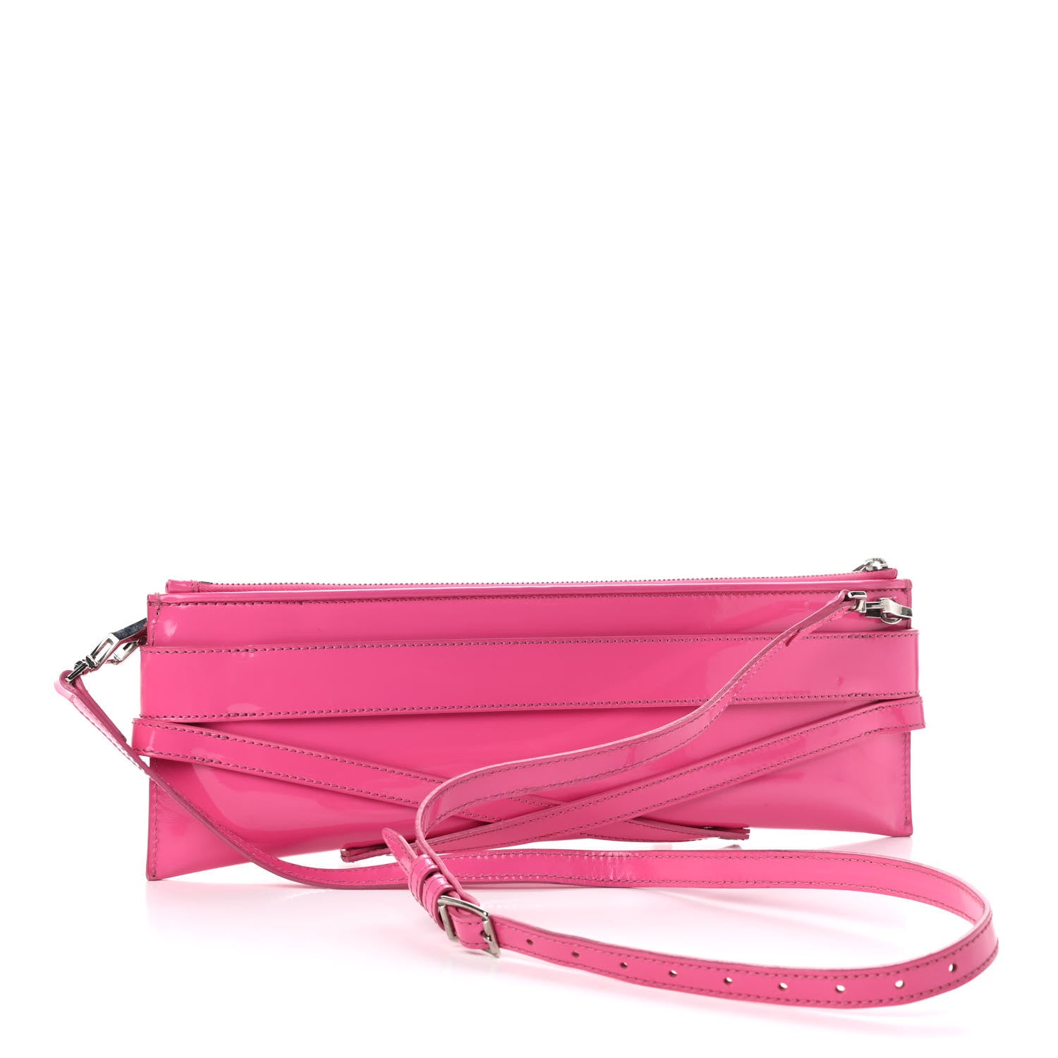 Burberry Patent Bridle Calfskin Parmoor Clutch Bag Pink 2 of 9