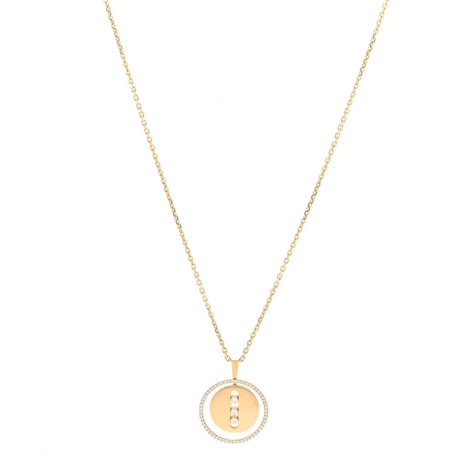 Messika 18K Yellow Gold Diamond Medium Lucky Move Pendant Necklace 1 of 5