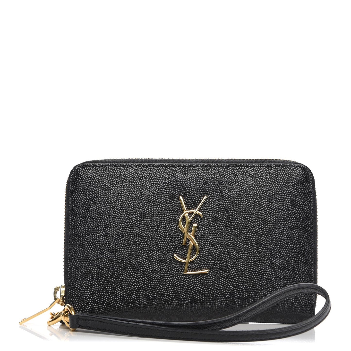 Grain De Poudre Monogram Smartphone Zip Around Wristlet Wallet Black
