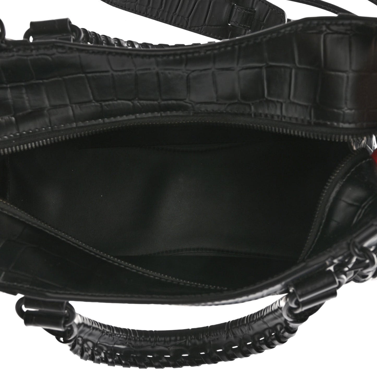 Semi Shiny Calfskin Crocodile Embossed Neo Classic Black Hardware S City Black