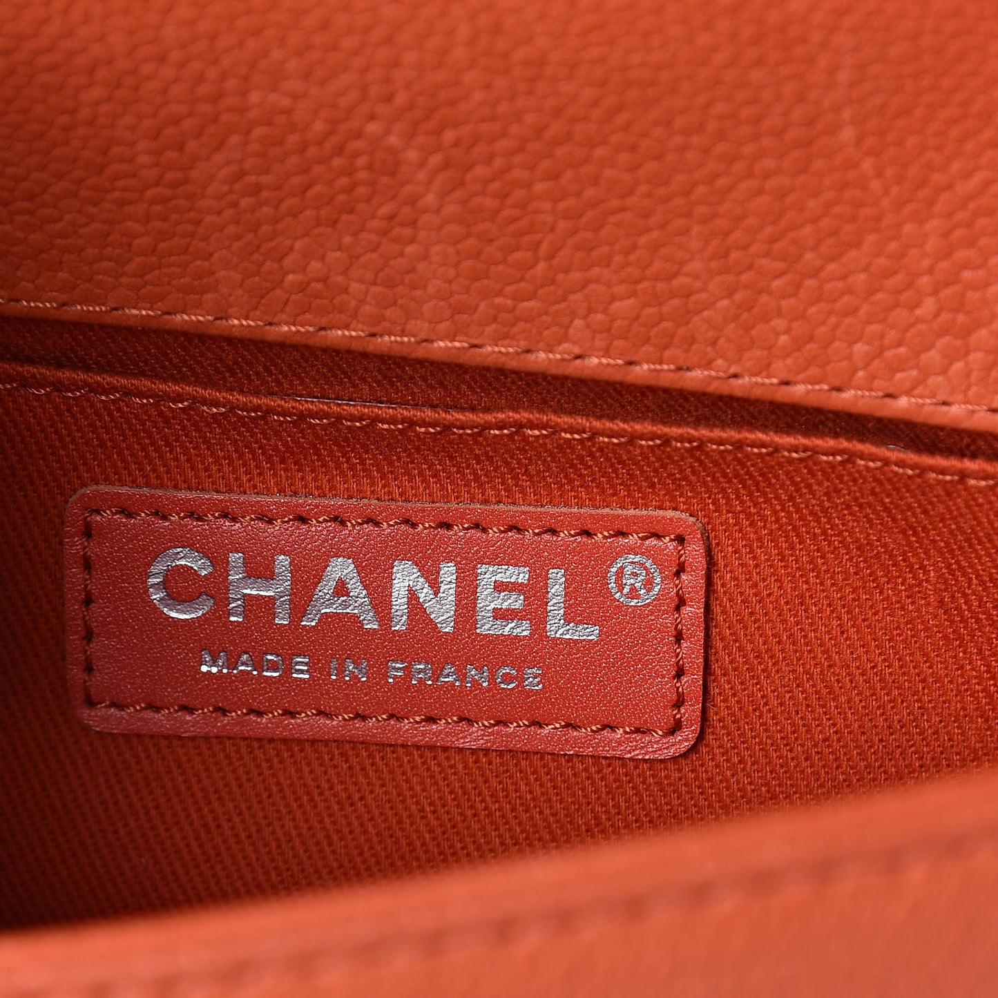Caviar Stitched Small Boy Flap Dark Orange