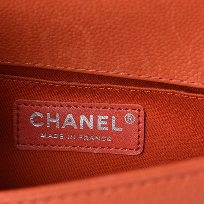 Chanel Caviar Stitched Small Boy Flap Dark Orange 6 of 10