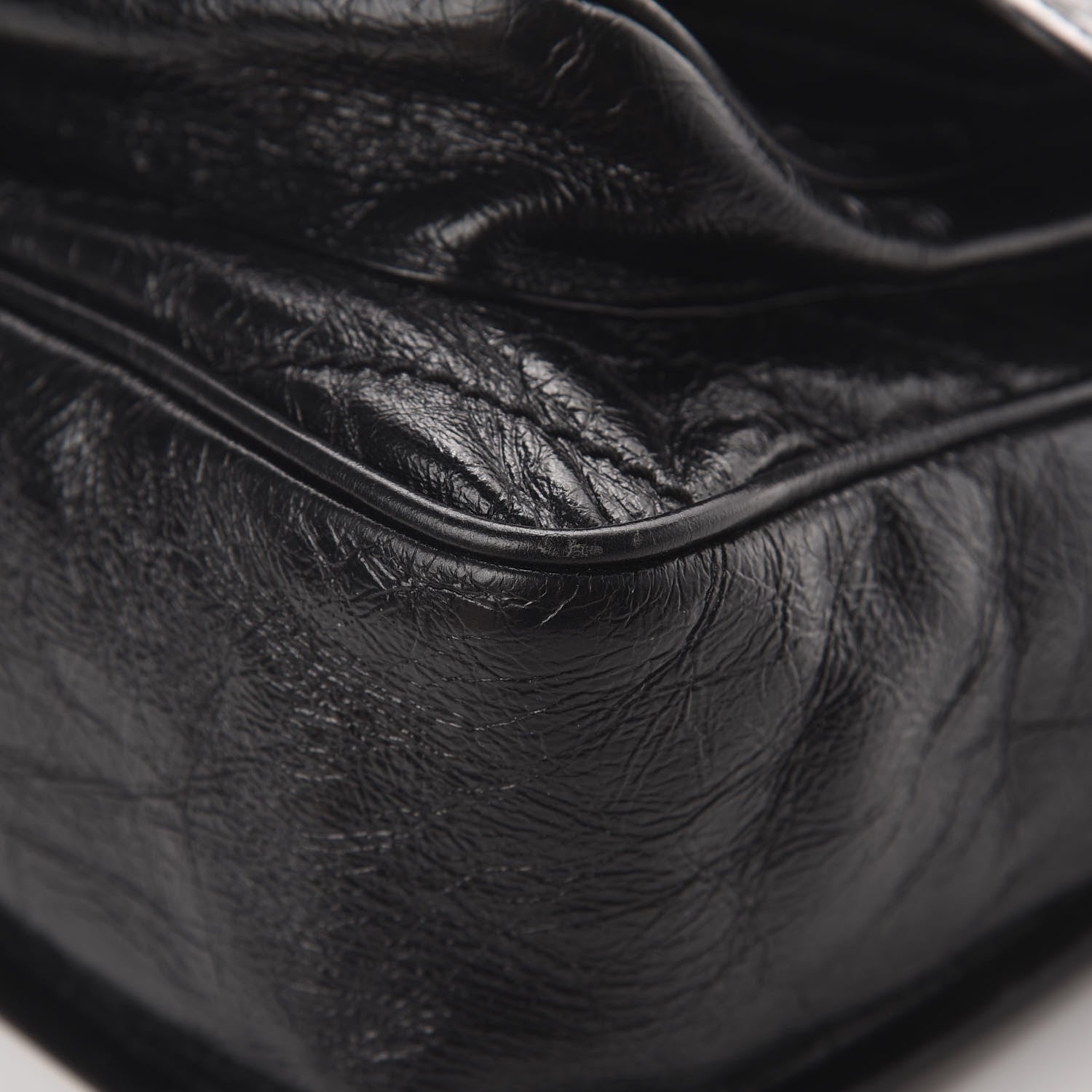 Saint Laurent Crinkled Calfskin Matelasse Monogram Medium Niki Chain Satchel Black 10 of 18