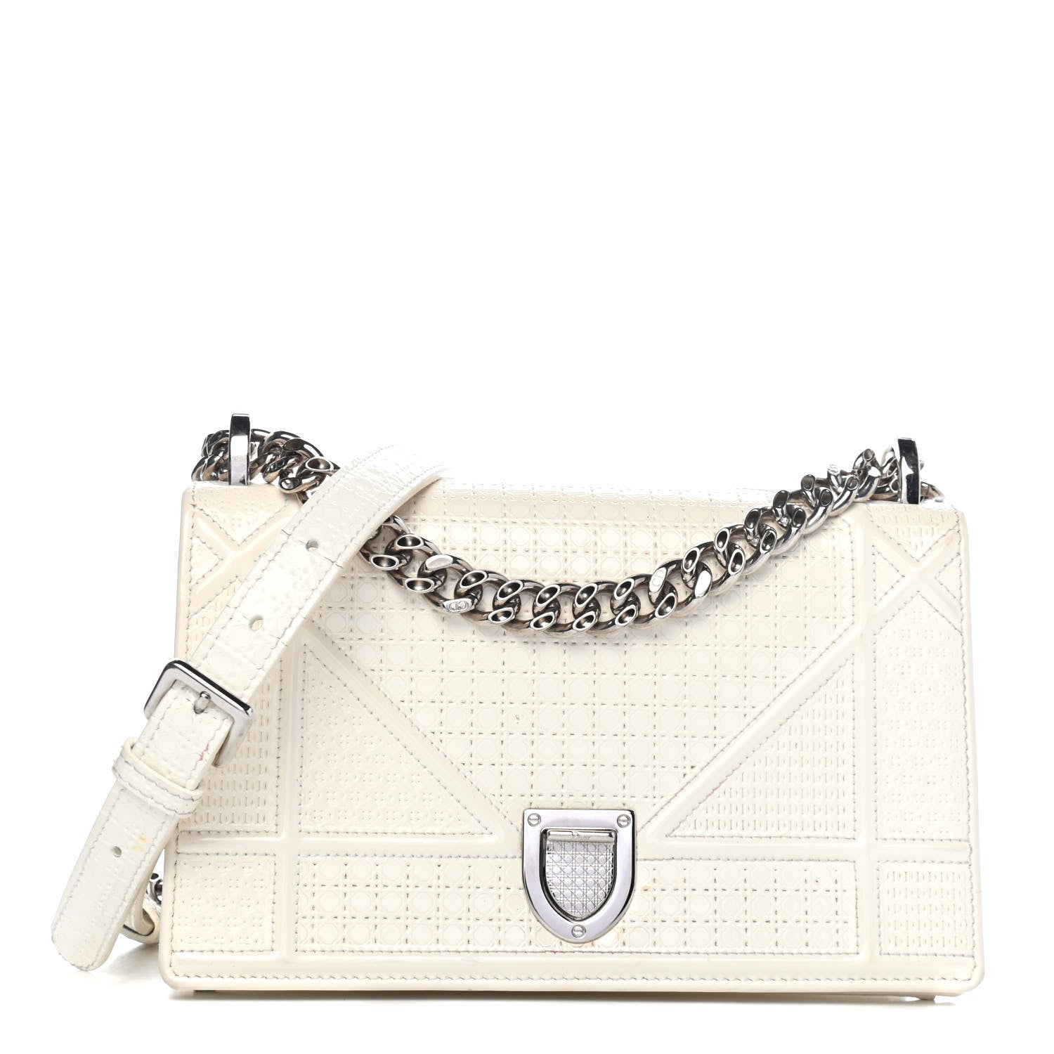 Christian Dior Patent Micro-Cannage Small Diorama Flap Bag White 1 of 5