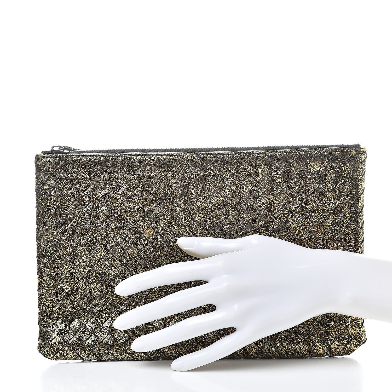 Bottega Veneta Metallic Calf Intrecciato Biletto Oro Scuro 2 of 7