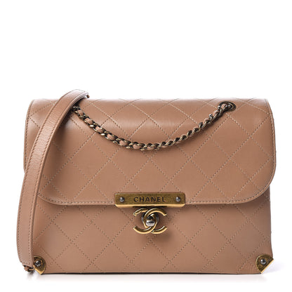 Chanel Shiny Lambskin Quilted Around The Corner Flap Beige 1 of 10