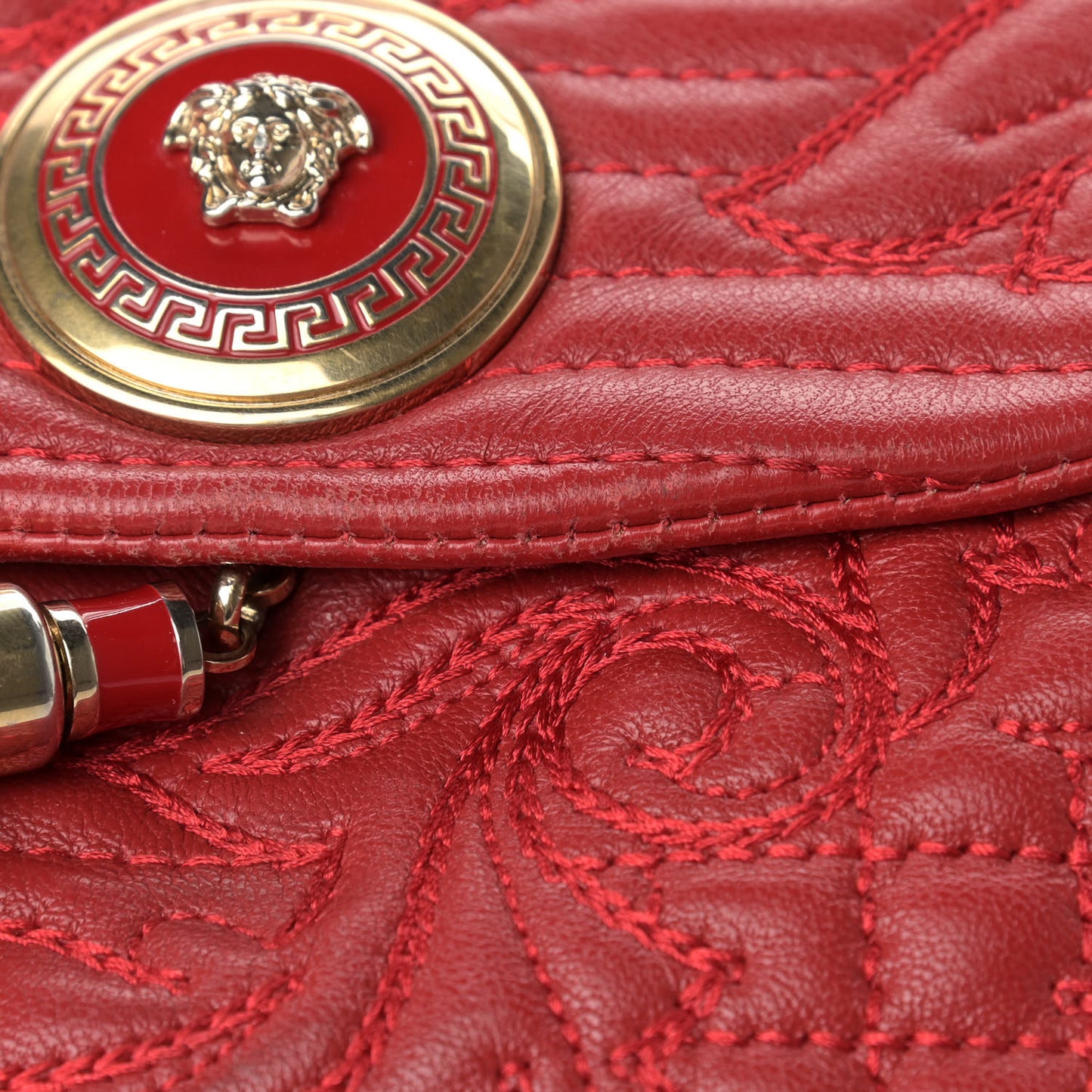 Barocco Quilted Nappa Altea Vanitas Satchel Red