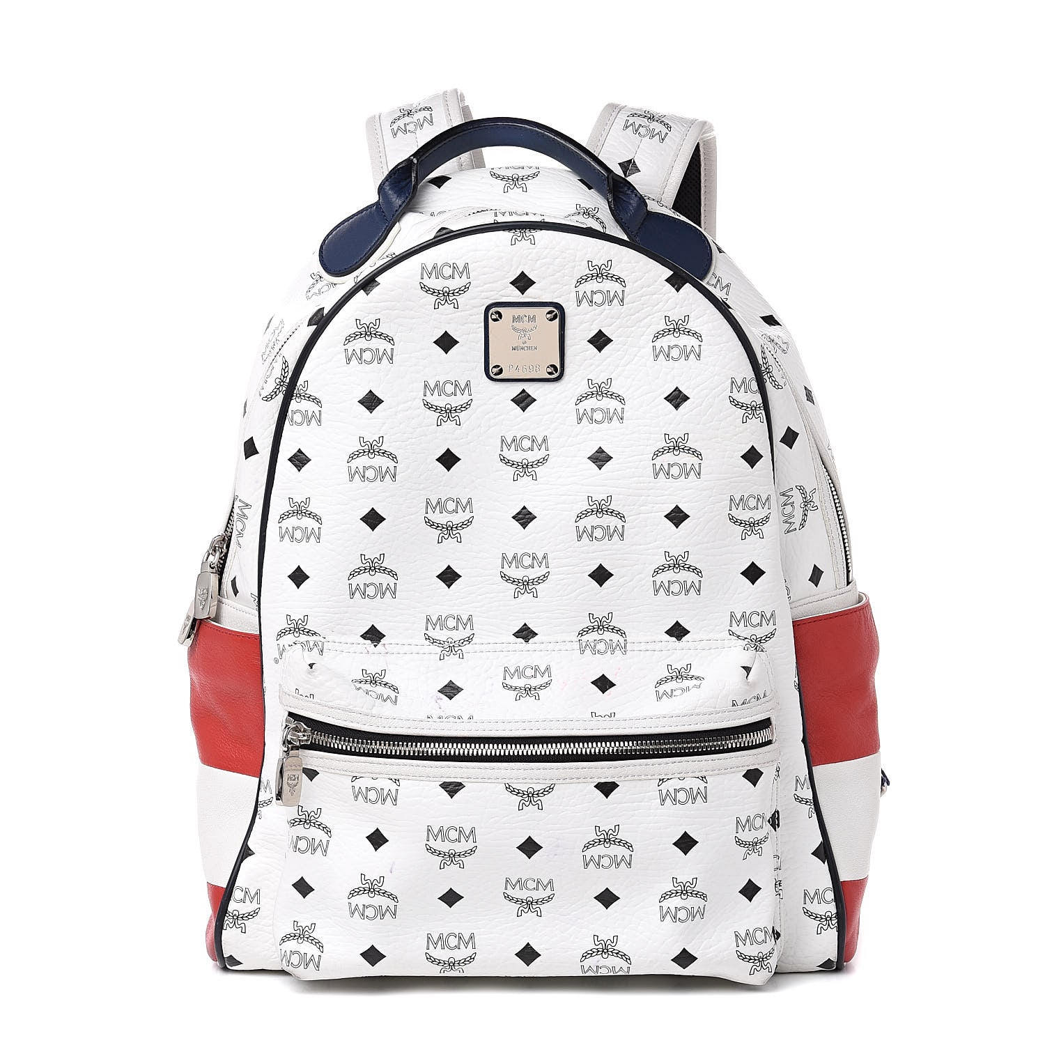 MCM Visetos Medium Stark Backpack White Red 1 of 21
