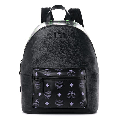 MCM Grained Calfskin Visetos Color Splash Medium Backpack Black Dahlia Purple Summer Green 1 of 11
