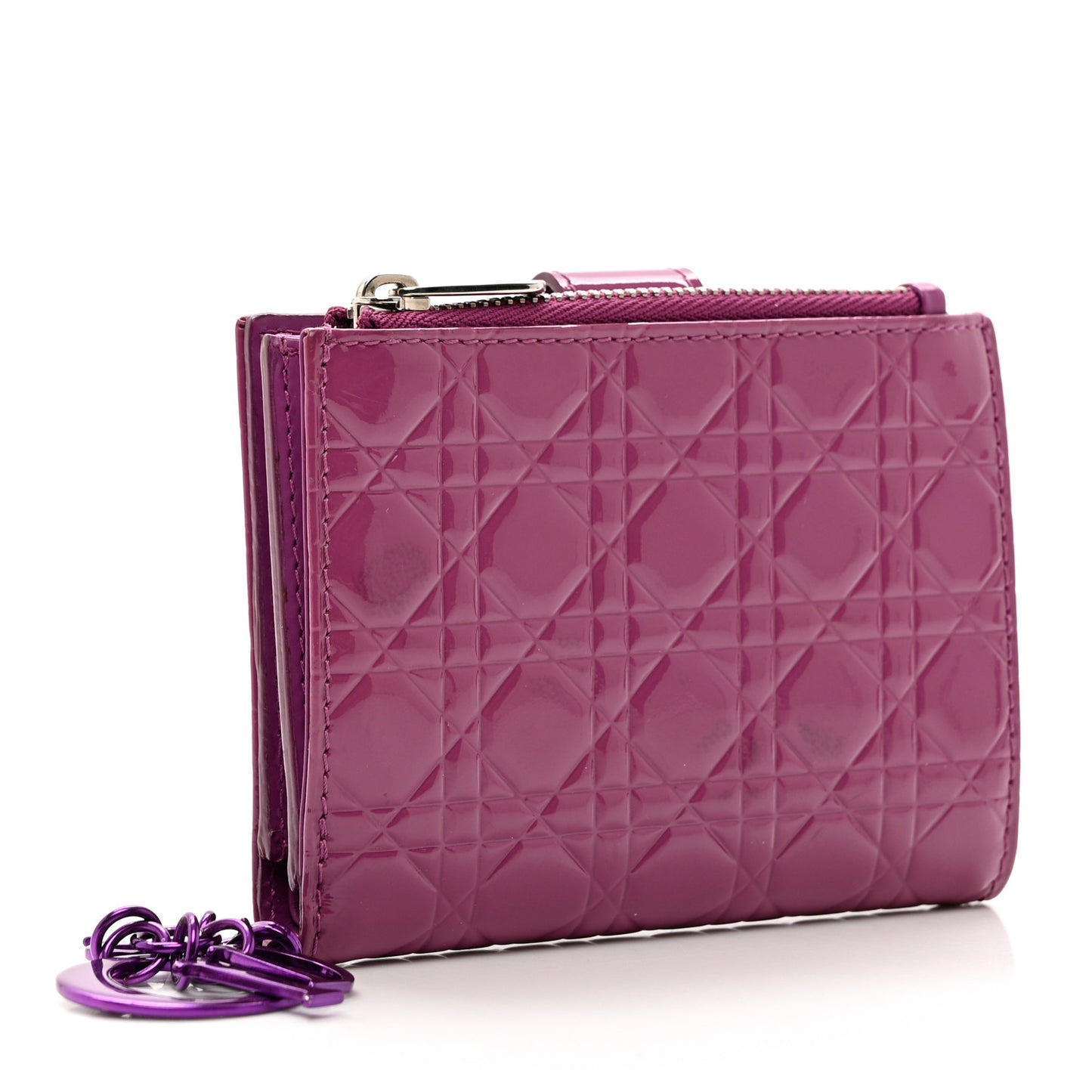 Patent Cannage Lady Dior Eden Wallet Purple