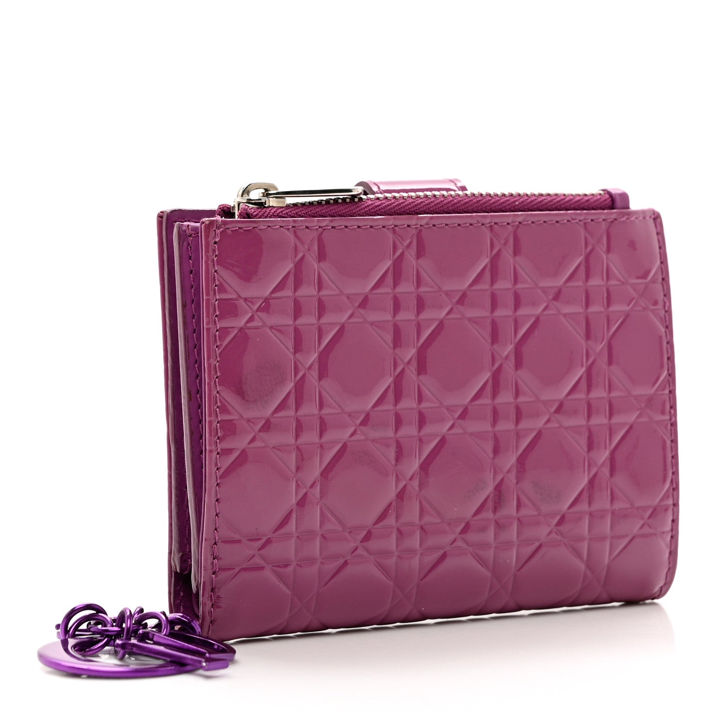 Christian Dior Patent Cannage Lady Dior Eden Wallet Purple 3 of 6