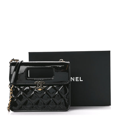 Chanel Patent Quilted Mini Graphic Catch Flap Black 13 of 13