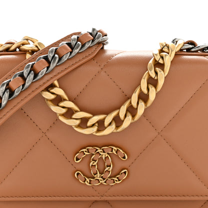Chanel Lambskin Quilted Chanel 19 Wallet On Chain WOC Brown 9 of 15
