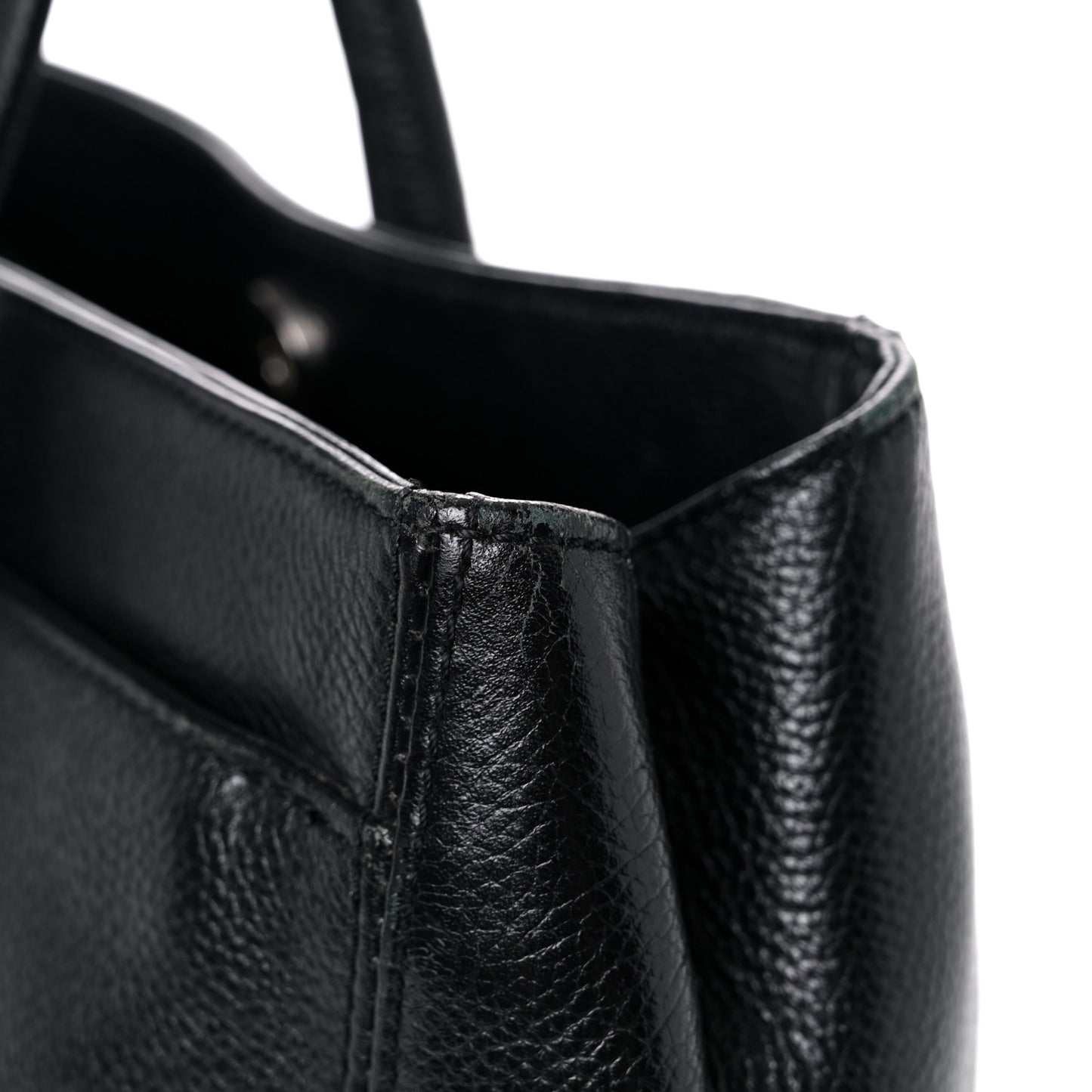 Calfskin Mademoiselle Lock Cerf Executive Shopper Tote Black