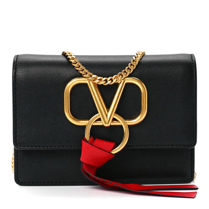Valentino Garavani Smooth Calfskin Mini VRing Crossbody Bag Black 1 of 10