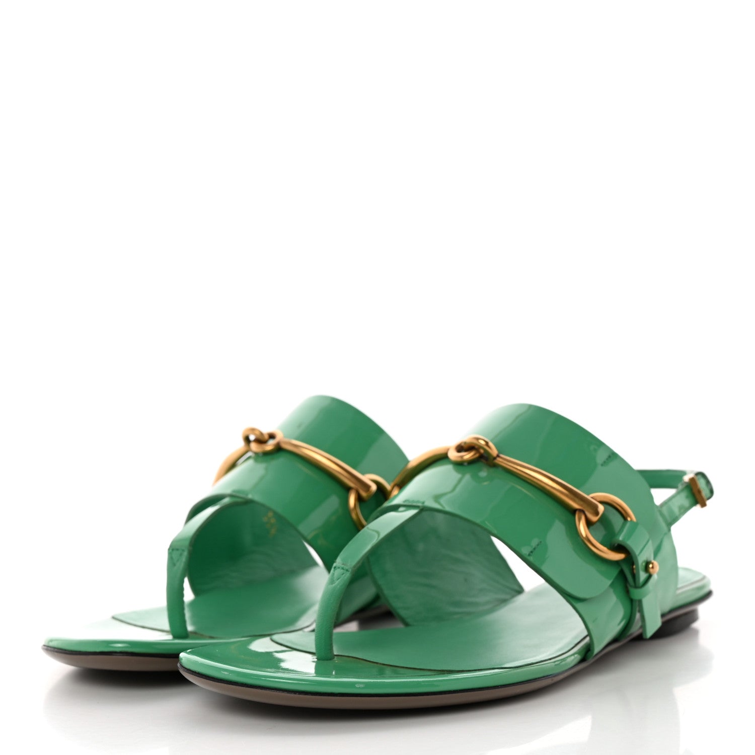 Gucci Nappa Vernice Crystal Ursula Thong Sandals 35.5 Jasmine Green 3 of 15