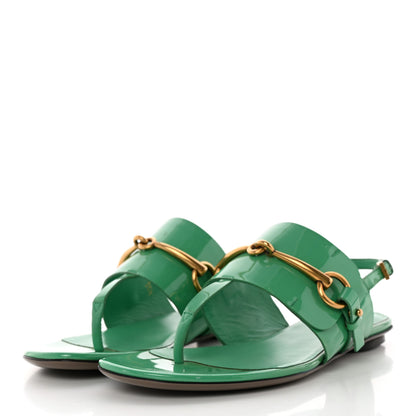 Gucci Nappa Vernice Crystal Ursula Thong Sandals 35.5 Jasmine Green 3 of 15