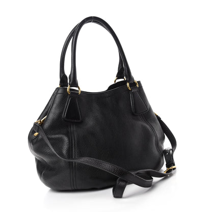 Prada Vitello Daino Shoulder Bag Black 3 of 13