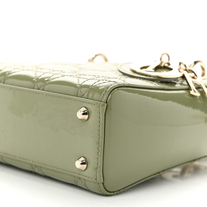 Christian Dior Patent Cannage Mini Lady Dior Dusty Green 10 of 10