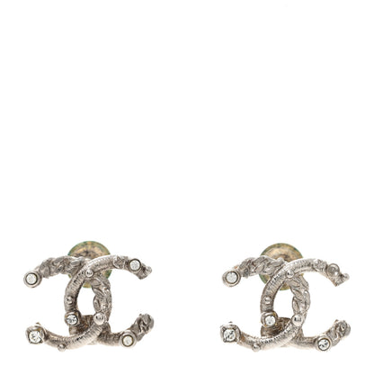 Chanel Metal Crystal CC Earrings Silver 1 of 6