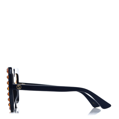Gucci Acetate Crystal Oversize Sunglasses GG0148S Blue 3 of 8
