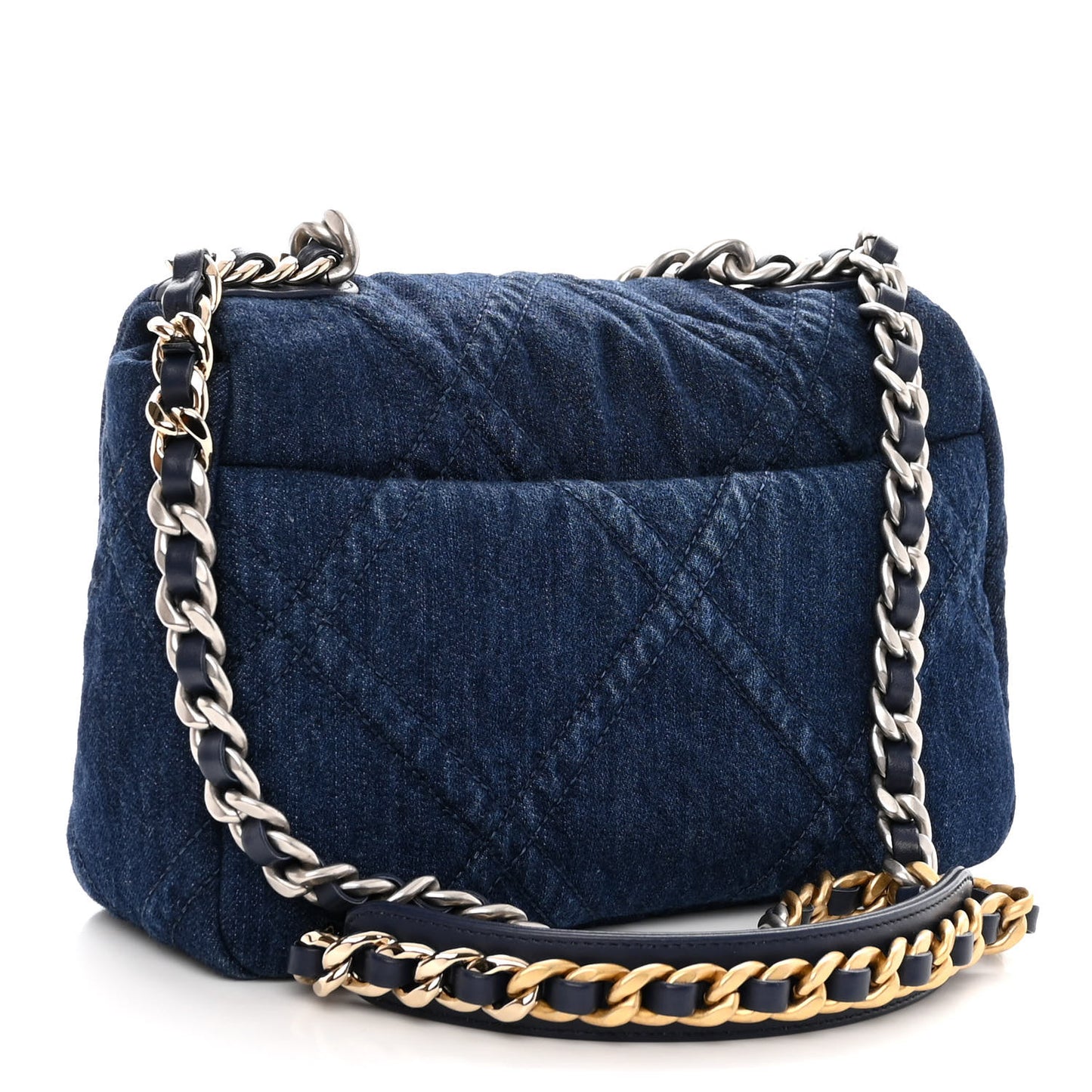 Denim Quilted Medium Chanel 19 Flap Blue