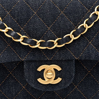 Chanel Denim Quilted Medium Double Flap Dark Blue 8 of 10