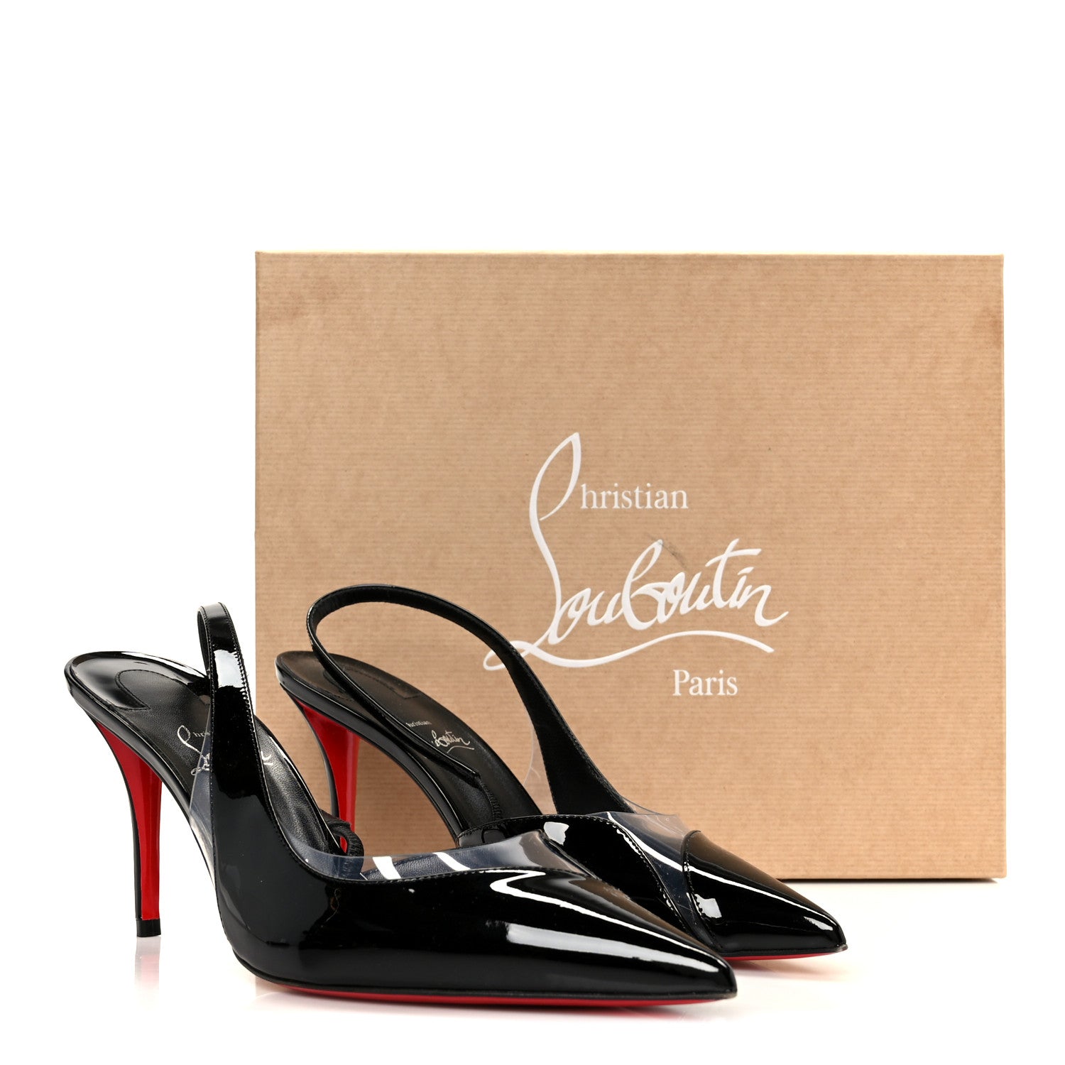 Christian Louboutin Patent PVC Posticha 80 Slingback Pumps 40 Black 9 of 9