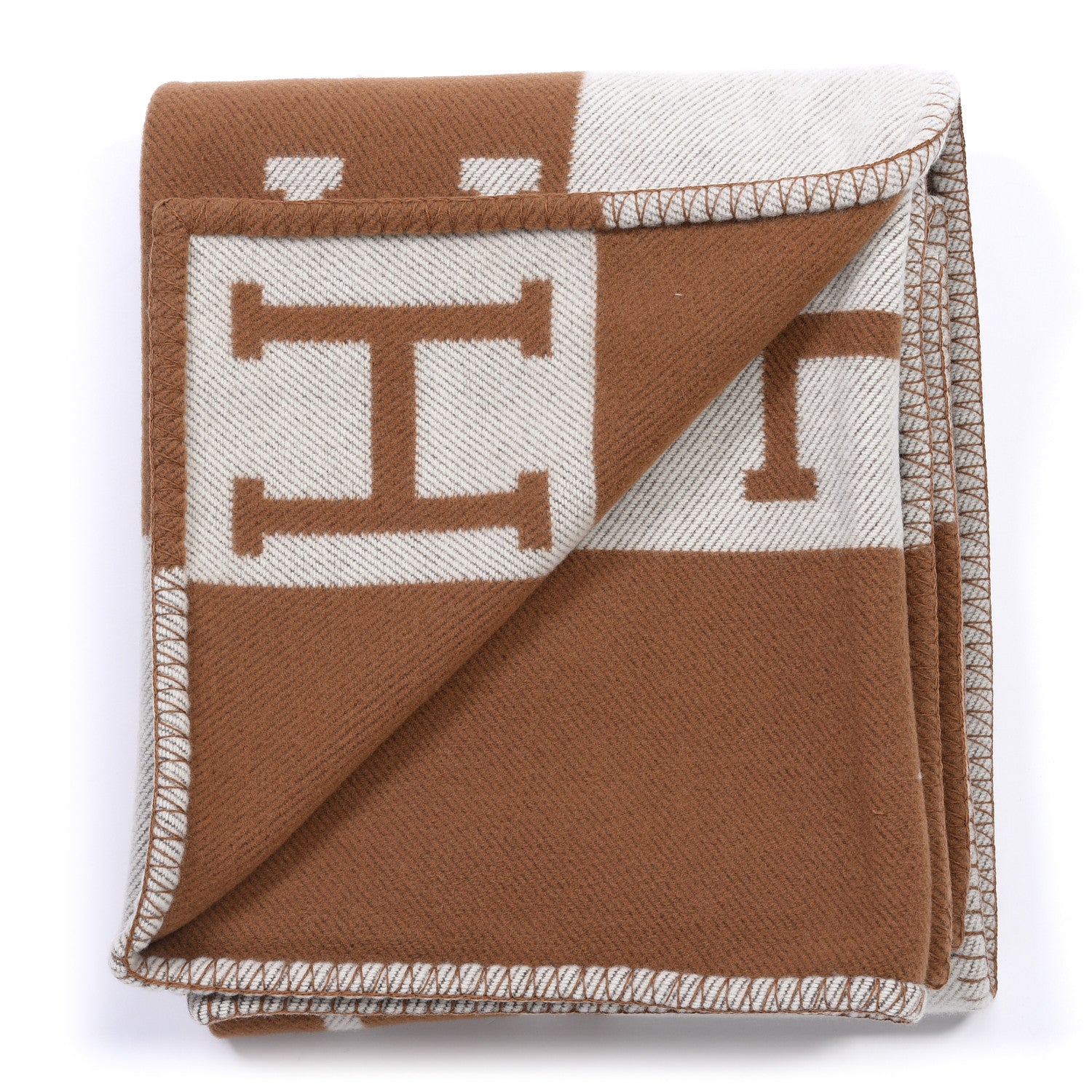 Hermes Wool Cashmere Avalon Blanket Ecru Camel 2 of 3