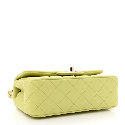 Chanel Lambskin Quilted Mini Rectangular Flap Light Green 4 of 11