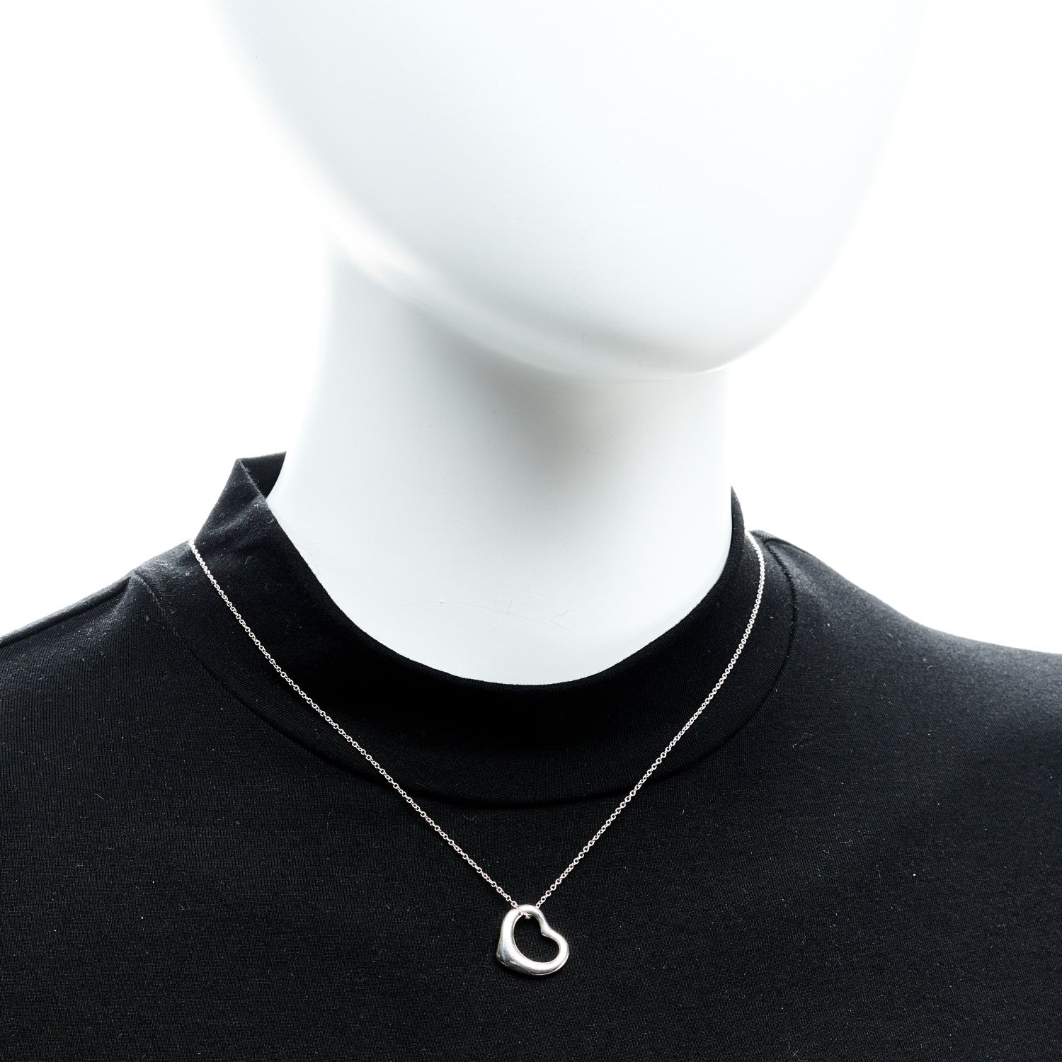 Tiffany Sterling Silver 11mm Elsa Peretti Open Heart Pendant Necklace 2 of 6