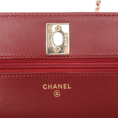 Chanel Lambskin Quilted Trendy CC Wallet On Chain WOC Dark Pink 7 of 9