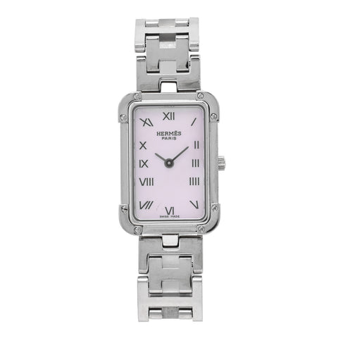 Stainless Steel Pink Mother of Pearl 18mm Rectangle Croisiere Quartz Watch