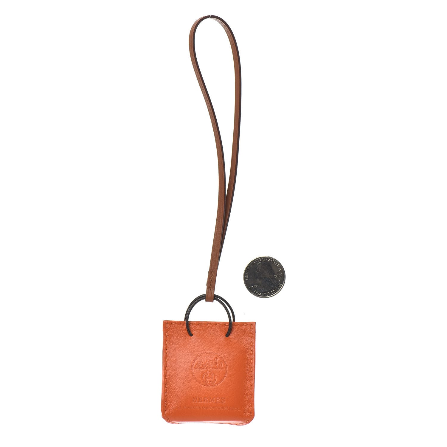 Hermes Milo Lambskin Swift Shopping Bag Charm Feu Gold 2 of 3