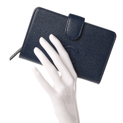 Chanel Caviar Timeless CC French Wallet Navy Blue 2 of 10